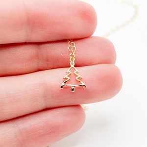 Christmas tree necklace gold Christmas necklace gift Christmas gift for her holiday necklace Christmas jewelry gift for women handmade gift