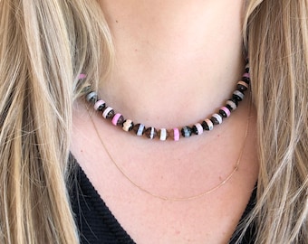 Beaded necklace gold beaded choker necklace for women gift for her multi color necklace handmade jewelry handmade necklace mother gift mom