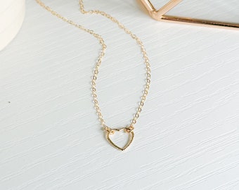 Heart necklace gold fill. dainty heart necklace. simple necklace. everyday jewelry for women. handmade necklace. handmade jewelry gifts mom