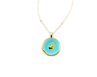 Dreidel necklace gold, Hanukkah necklace for daughter dreidel jewelry Bat mitzvah gift idea Hanukkah jewelry Judaica necklace Jewish jewelry