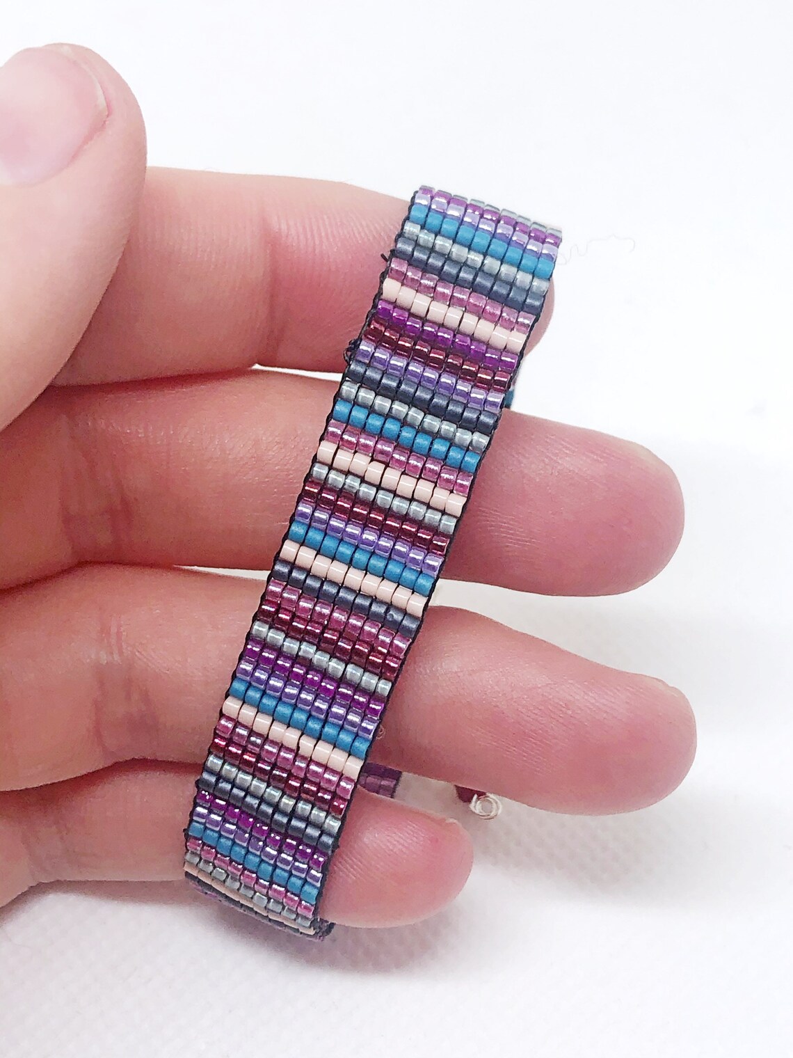 Bead Loom Bracelet. Colorful Cuff Bracelet. Bead Woven Bracelet for Mom. Beaded Cuff Bracelet