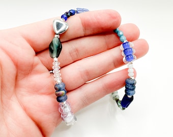 Blaue perlen kette für frauen handgemachte halskette glas perlen schmuck für sie hübsche schmuck geschenk für frauen nette handgemachte schmuck glas perle