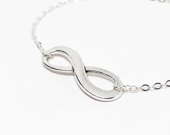 Infinity necklace sterling silver. minimalist jewelry. anniversary gift. infinity symbol necklace for her. eternity necklace infinite love