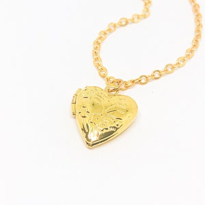 Heart locket necklace heart locket gold dainty necklace dainty gold necklace dainty jewelry delicate gold necklace locket charm necklace gif