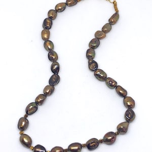 Pearl necklace for women gemstone jewelry handmade statement necklace semiprecious stone necklace mother classic necklace brown colored gift