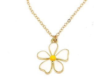 Flower necklace gold fill gift under 30 floral lover flower lover gift for gardener gift for teen teenager gift girl gift cute jewelry mom