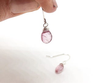 Light pink earrings, pink teardrop earrings, gemstone earrings, gift for teen, tiny earrings dainty, minimalist earrings, cute earrings