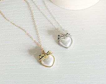 Pearl heart necklace. dainty necklace. simple necklace. heart jewelry. gift for teenager. handmade jewelry jewelry gifts for women valentine