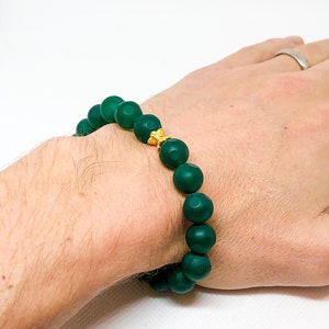 Green bracelet bead. Man bracelet green. Gift for him.  Stretch bracelet stone. Yoga bracelet. Unisex beaded bracelet. Husband anniversary.