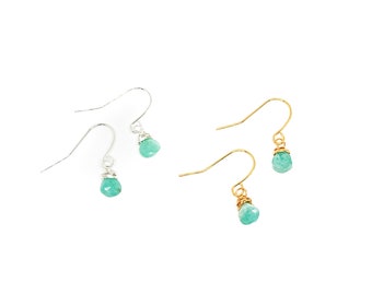 Tiny earring dangle raw gemstone earring dainty blue earring minimalist earring gemstone cute everyday earring small handmade earring simple