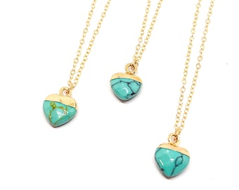 Tiny turquoise necklace pendant, mini turquoise necklace for women, minimalist gemstone necklace, gifts under 50 southwestern gifted jewelry