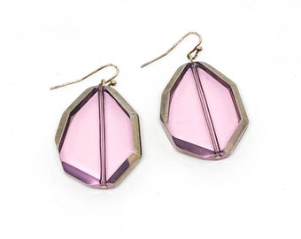 Pink statement earrings for women. retro dangle earrings. modern earrings. geometric earrings. boho earrings dangle. handmade jewelry