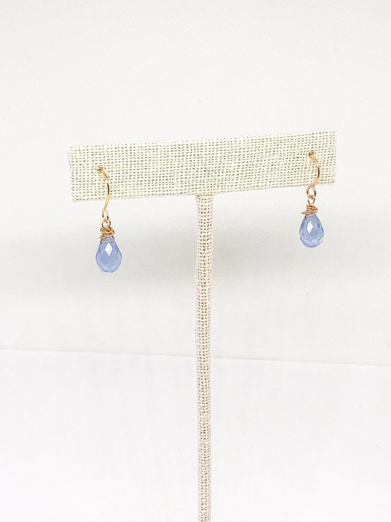 Chalcedony earrings. Minimalist earrings gold. Handmade jewelry gifts for women. Small earrings dangle. Bridesmaid gifts jewelry boho image 3