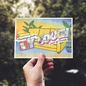 Grüße von meiner Couch Postkarte, digitaler Download, druckbare Postkarte, Quarantänekarten