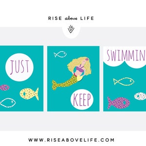 Just Keep Swimming - Printable Art Set - digital designs, clipart, files for sublimation, vinyl crafting, scrapbooking, and print projects