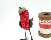 Pip Robin , stuffed fabric bird, fabric bird decoration, upcycled fabric, stuffed bird decoration