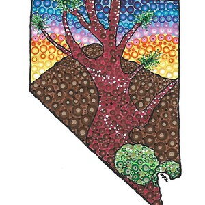 Nevada - Reproduction of Original Acrylic Stipple Painting 5x7