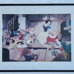 Snow White and the 7 Dwarfs - Exclusive Commemorative Lithograph 1994 - Framed