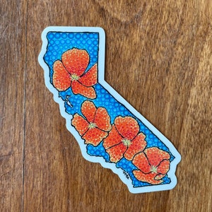 California die cut Sticker - Riproduzione di stipple painting acrilico originale