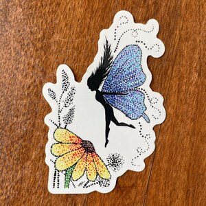 Fairy Die Cut Sticker - Riproduzione del dipinto originale acrilico Stipple