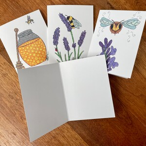 Greeting Card Set of 4 blank cards Reproduction of Original Acrylic Stipple Paintings Bee Series image 2