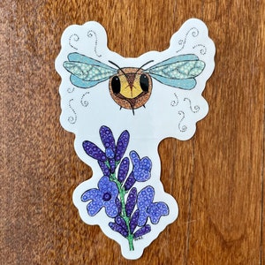 Flight of the Bumblebee Die Cut Sticker - Riproduzione del dipinto originale acrilico di Stipple