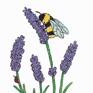 Greeting Card Set of 4 blank cards Reproduction of Original Acrylic Stipple Paintings Bee Series image 10