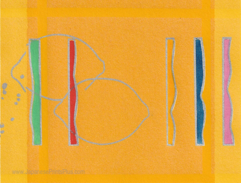 Geometric. Woodcut LEMONS /& STRIPES Lines Modern Abstract Art Sosaku Hanga by Yoshisuke Funasaka Modern Japanese Woodblock Print