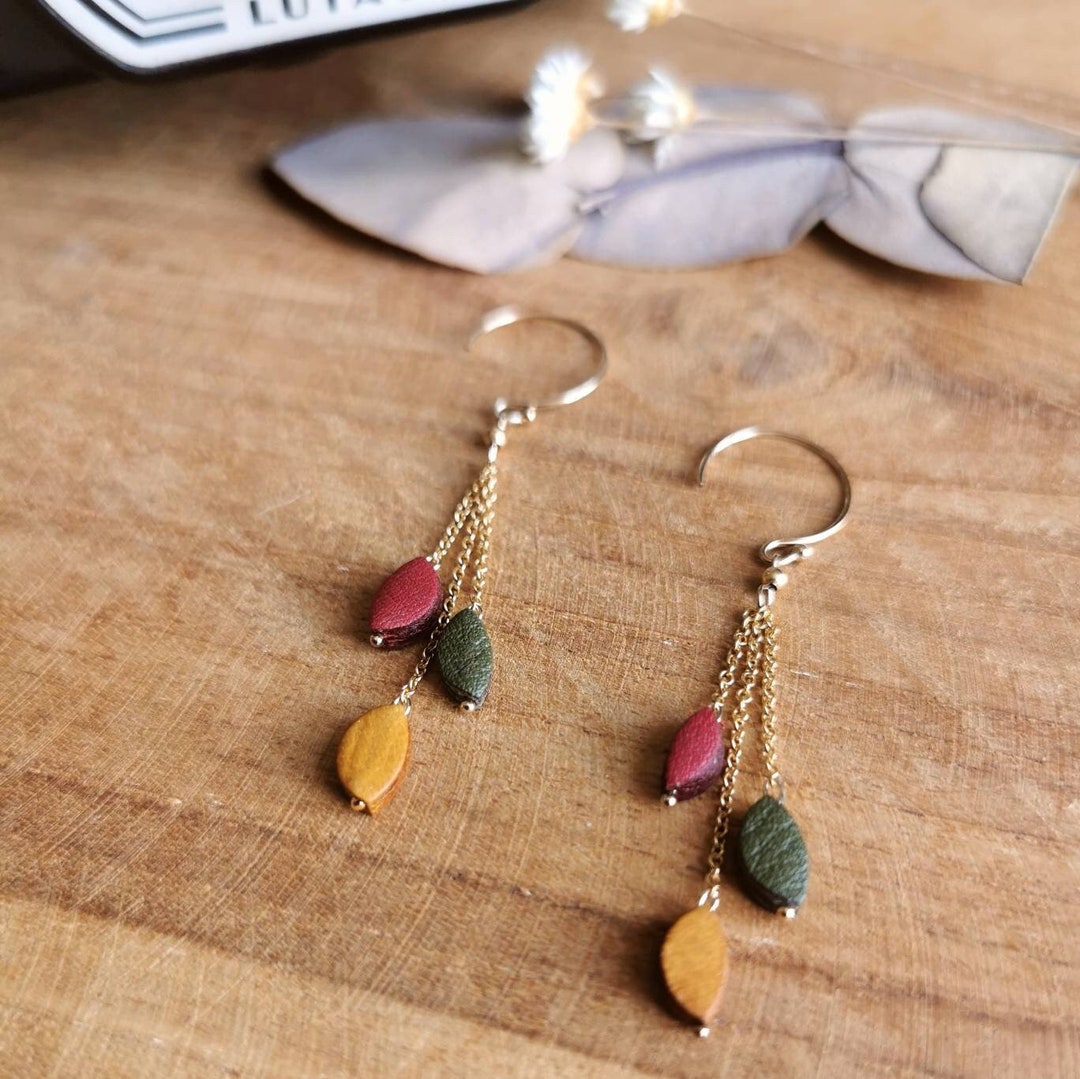 Boucles Pendantes Bastien Kaki main image 1