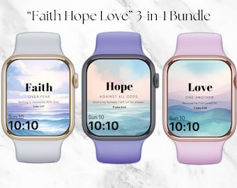 Apple Watch Face Wallpaper Faith Hope Love Faith Over Fear Hope Against All Odds Love One Another Bible Verse Pastel Ocean Wallpaper