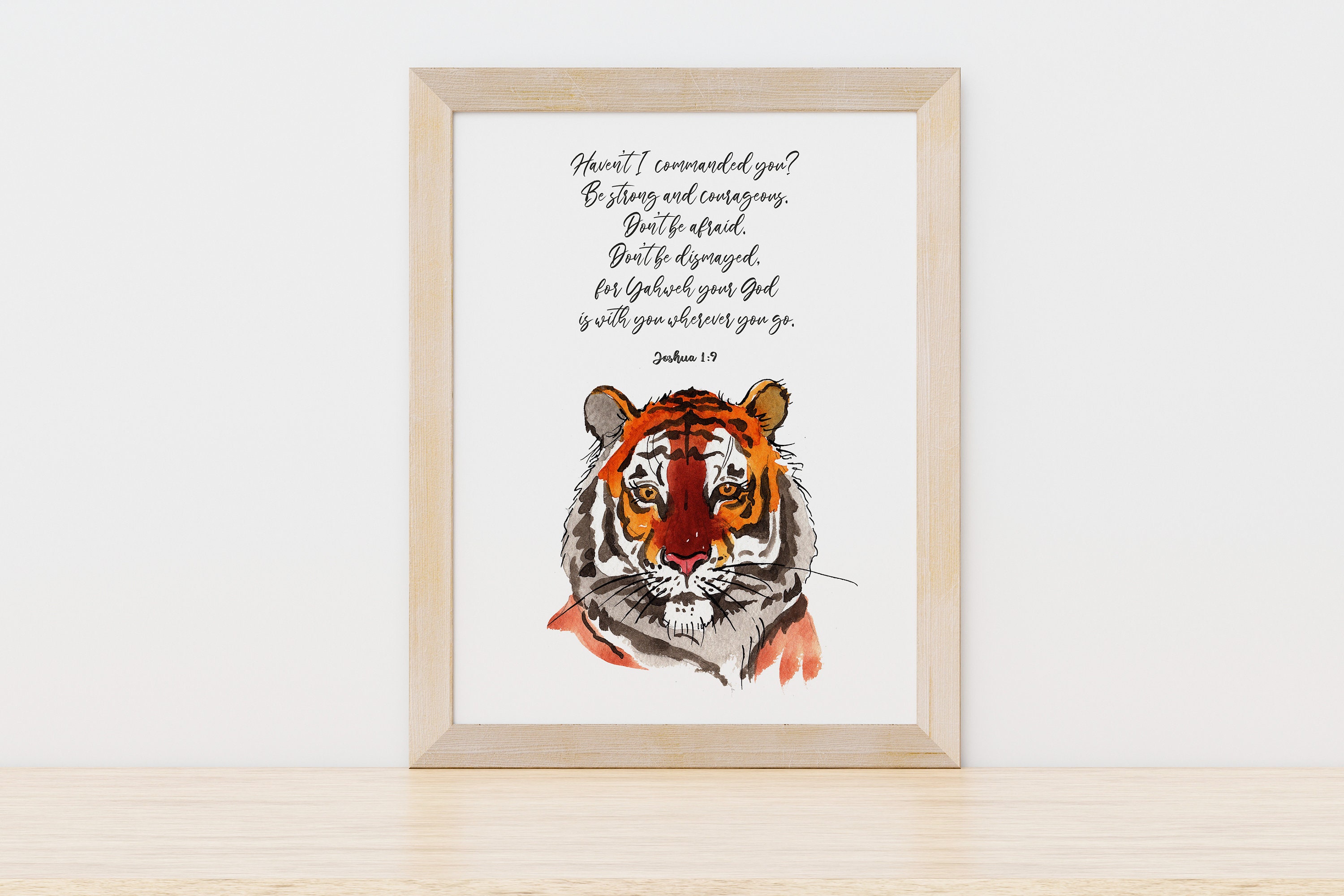 Joshua 19 Tiger Printable Wall Art Bible Verse Modern Art Etsy