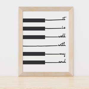 It Is Well With My Soul | Piano Keyboard | Minimalist Digital Wall Art Printable