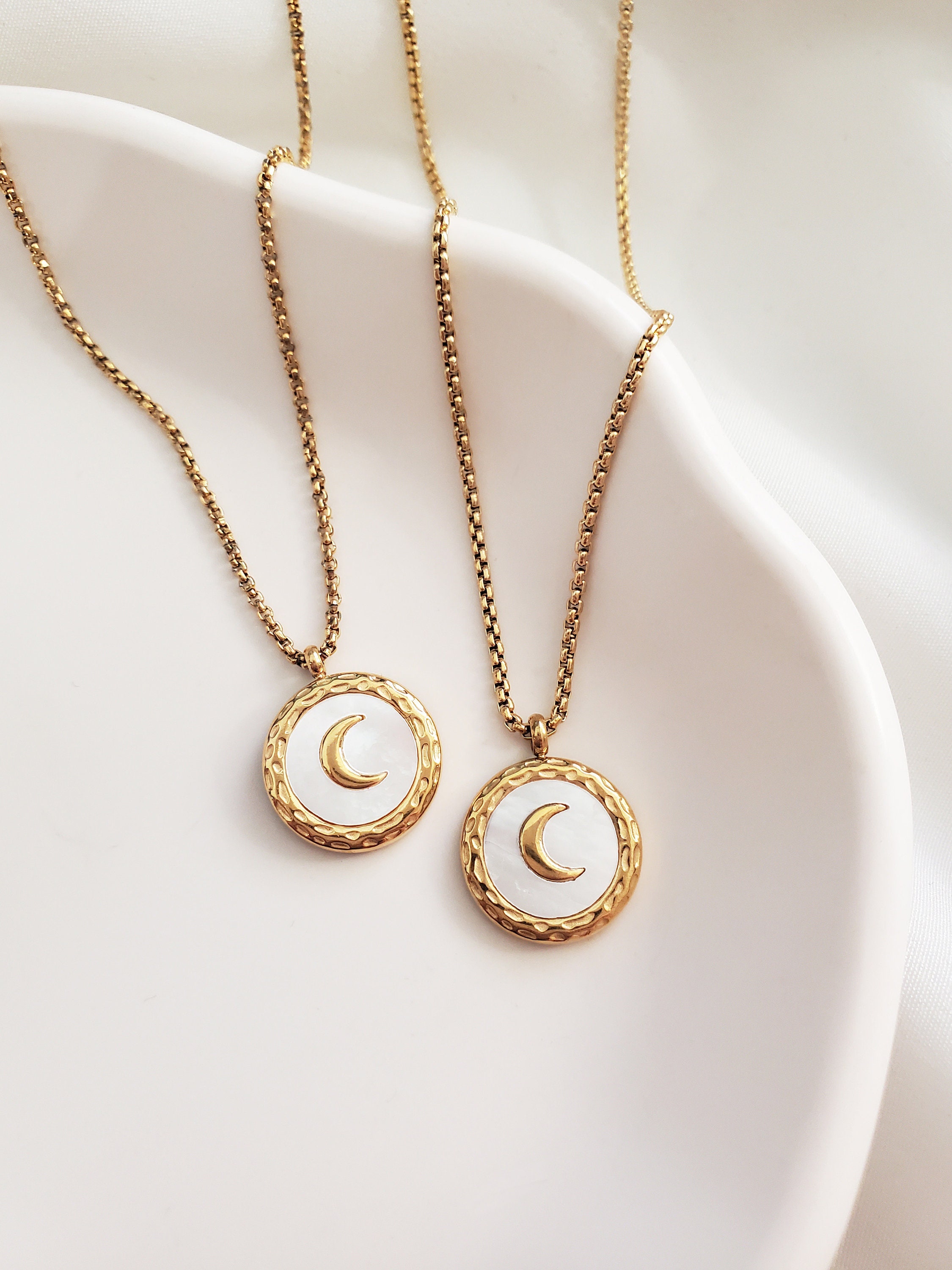 Pearl Moon Coin Necklace 