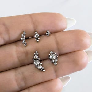 Piercings tragus conch helix en acier inoxydable . Piercing d'oreille zircons pour cartilage lobe daith