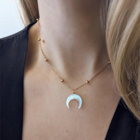 Boho horn necklace outlet
