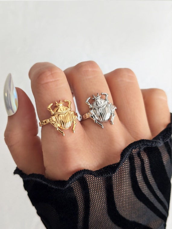 Punk Simulated Beetle Ring for Women Vintage Retro Beatles Shaped Insect  Metal Rings Gift for Boyfriends Jewelry 2023 Trend - AliExpress