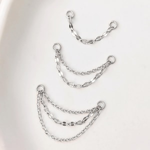 Silver modular simple double triple chain earring . Silver chain for piercing helix conch industrial . Chain for huggies