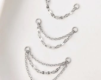 Chaîne pour boucles d'oreilles ou piercings . Chaîne modulable en acier inoxydable . Chaîne hélix conch simple double triple