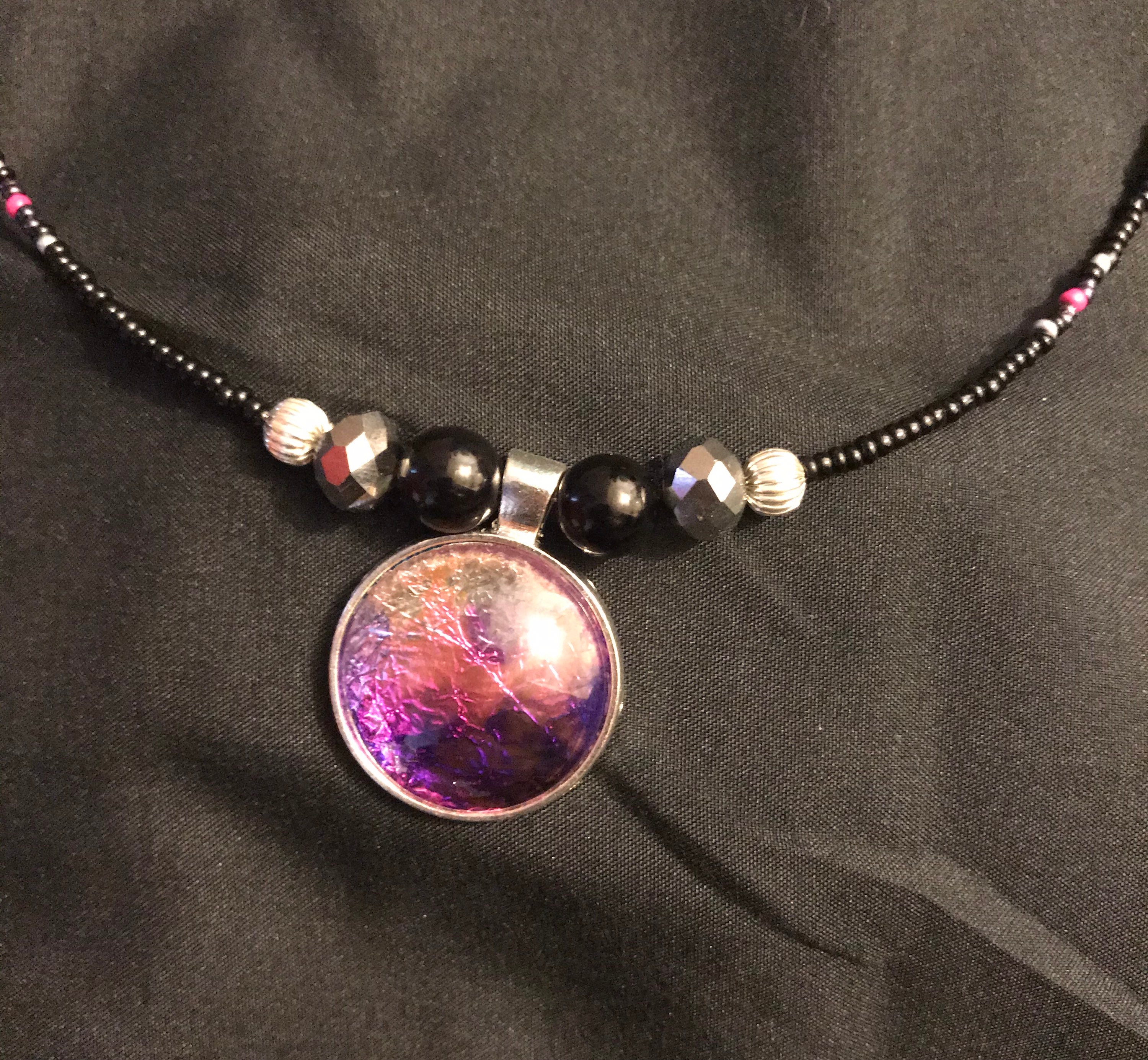 Beaded Necklace With Alcohol Ink Pendant Etsy UK