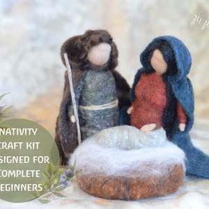 Nativity set - Needle felting NATIVITY kit - Needle felting pattern - Beginners - Nativity scene - Mary Joseph Jesus
