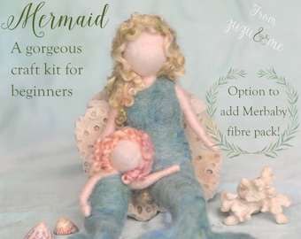 DIY Mermaid needle felting craft kit - comprehensive photo tutorial and gorgeous materials
