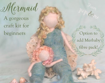 DIY felt Mermaid - needle felted mermaid - needle felting craft kit - mermaid tutorial - natural craft - Waldorf doll