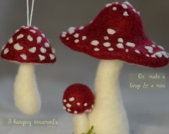 Toadstool ** Mushroom ** Needle felting DIY kit ** Diy Christmas decorations ** fairy mushroom ** hygge Christmas ** Beginners