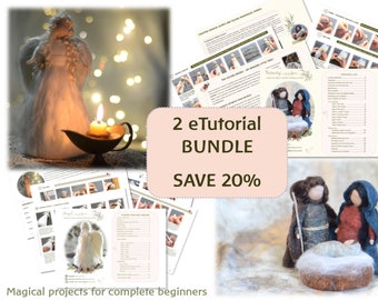 Nativity Set & Angel BUNDLE - 2 TUTORIALS - 20 percent off - Needle felting Tutorials - Christmas craft - Tree topper Angel - Angel pattern