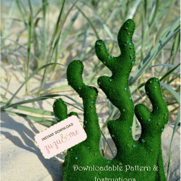 Felt seaweed sewing pattern DOWNLOADABLE PDF - felt seascape - walford craft