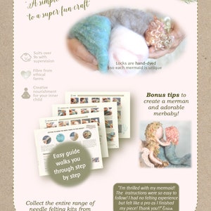 DIY Mermaid needle felting craft kit comprehensive photo tutorial and gorgeous materials image 6