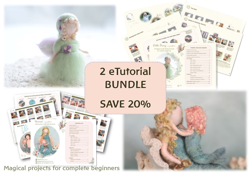 Mermaid and Little Fairy2 eTutorial BUNDLE 20 percent offWaldorf InspiredNeedle felted mermaid and fairy image 1