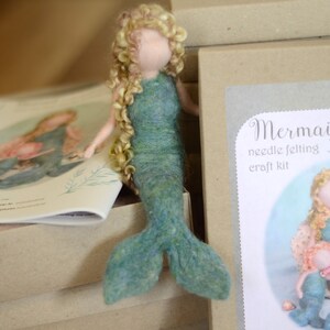DIY felt Mermaid needle felted mermaid needle felting craft kit mermaid tutorial natural craft Waldorf doll image 5