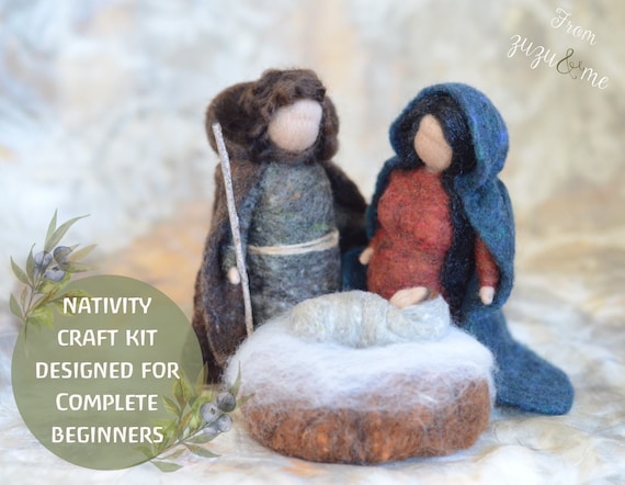 Nativity Set Waldorf Style Needle Felted Nativity