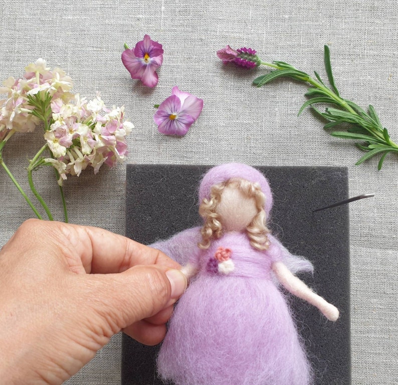 DIY Little Fairy kit Choice of 4 colours Complete Beginners needle felting craft kit full colour photo instructions Lavender